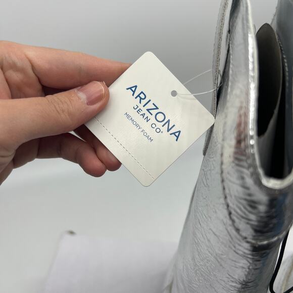 Arizona Jean Co Womens Western Heel Booties Maybrook Silver Boots Size 6.5M - Picture 7 of 12